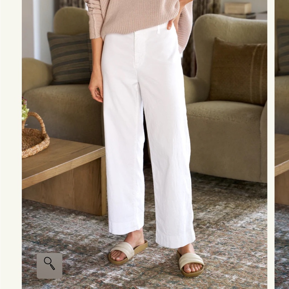 Frank Eileen sz 6 Wexford Linen Cotton Pants Trouser White Wide Leg High Waist - Picture 3 of 13